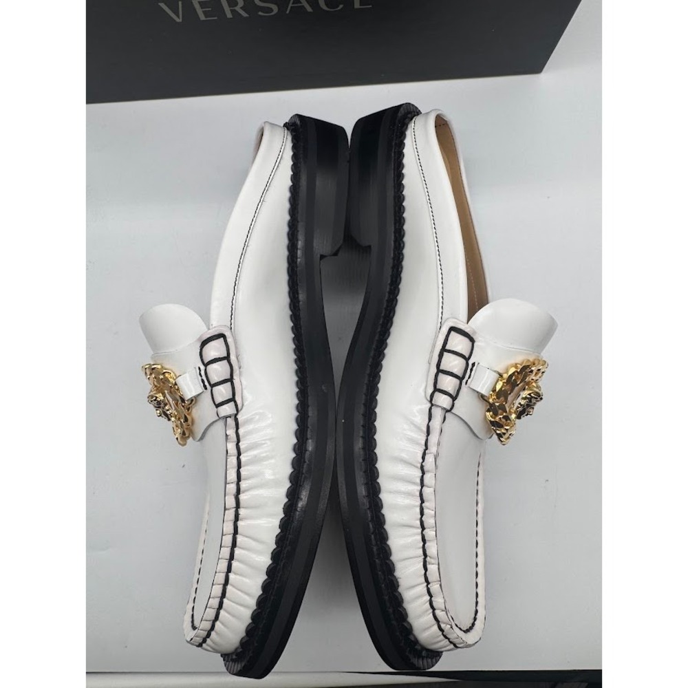 Versace Medusa Biggie White Leather Mule Loafers Gold Hardware IT 39 US 9 NEW - Picture 4 of 14